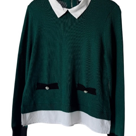 Karl Lagerfeld Green Sweater with Black Details | Size S - Picture 3 of 11